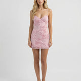 Vestido corto de lentejuelas Astrela - Rosa