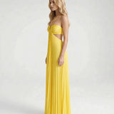 Vestido largo plisado con aberturas Aurora - Amarillo