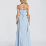 Vestido largo de corsé Ava - Azul claro