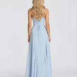 Vestido largo de corsé Ava - Azul claro