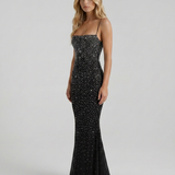 Vestido largo de lentejuelas Beatrix - Negro