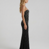 Vestido largo de lentejuelas Beatrix - Negro