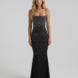Vestido largo de lentejuelas Beatrix - Negro