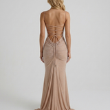 Vestido largo de lentejuelas Beatrix - Nude