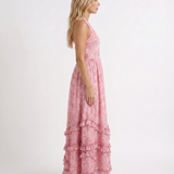 Vestido largo con volantes Bianca - Pétalo empolvado
