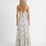 Vestido largo con volantes Bianca - Bruma de jardín