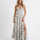 Vestido largo con volantes Bianca - Bruma de jardín