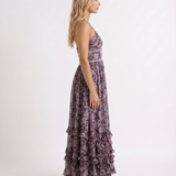 Vestido largo con volantes Bianca - Flor de medianoche