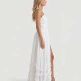 Vestido largo con volantes Bianca - Flor empolvada