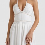 Vestido largo con volantes Bianca - Flor empolvada