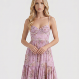 Vestido largo con volantes Bianca - Jardín de rosas