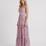 Vestido largo con volantes Bianca - Jardín de rosas