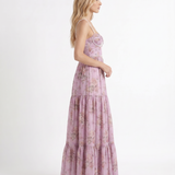 Vestido largo con volantes Bianca - Jardín de rosas