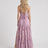 Vestido largo con volantes Bianca - Jardín de rosas