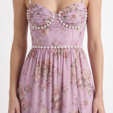 Vestido largo con volantes Bianca - Jardín de rosas