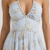 Vestido largo con volantes Bianca - Azul cielo
