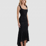 Vestido largo de corsé Carisia - Negro