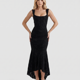 Vestido largo de corsé Carisia - Negro
