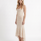 Vestido largo de corsé Carisia - Crema