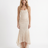 Vestido largo de corsé Carisia - Crema