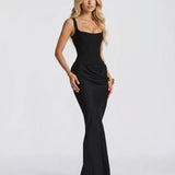 Vestido largo de corsé Cerene - Negro