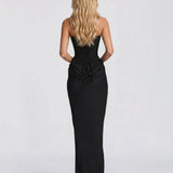 Vestido largo de corsé Cerene - Negro