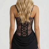 Vestido corto de corsé Cerene - Encaje negro