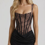Vestido corto de corsé Cerene - Encaje negro