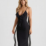 Vestido largo lencero Daniela - Negro
