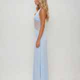 Vestido largo de encaje Dina - Azul claro