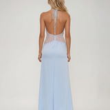 Vestido largo de encaje Dina - Azul claro