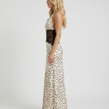 Vestido largo de encaje Dina - Lunares blancos