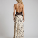 Vestido largo de encaje Dina - Lunares blancos