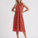 Vestido midi bordado Elin - Rojo