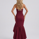 Vestido largo con volantes Eloise - Burdeos