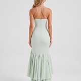 Vestido largo con volantes Eloise - Verde salvia