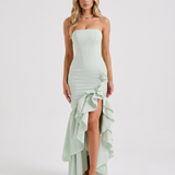 Vestido largo con volantes Eloise - Verde salvia