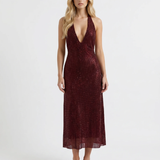 Vestido midi de lentejuelas Emily - Burdeos