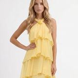 Vestido largo de volantes escalonados Felicia - Amarillo