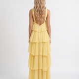 Vestido largo de volantes escalonados Felicia - Amarillo