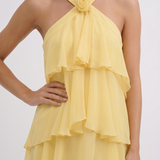 Vestido largo de volantes escalonados Felicia - Amarillo