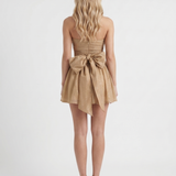 Vestido corto de lentejuelas con brillos palabra de honor Katrina - Dorado
