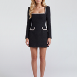 Vestido corto de tweed Linnea - Negro