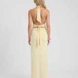 Vestido largo con escote pronunciado Megan - Amarillo mantequilla