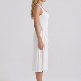 Vestido midi halter con escote cuadrado Mia - Blanco