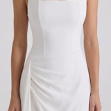 Vestido midi halter con escote cuadrado Mia - Blanco