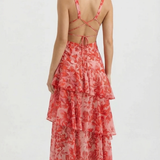 Vestido largo con volantes Penelope - Rojo