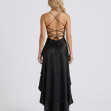 Vestido largo con cuello drapeado Rosalie - Negro