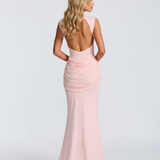 Vestido largo ceñido de sirena con nudo retorcido Sakura - Rosa