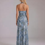 Vestido largo con escote pronunciado Sarah - Azul